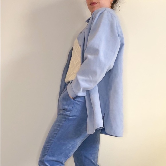 Vintage pastel blue faux suede shirt jacket - Picture 5 of 5